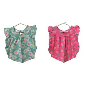 Set of 2 Garanimals Pineapple Floral Multicolor Baby Doll Tees Size 3T